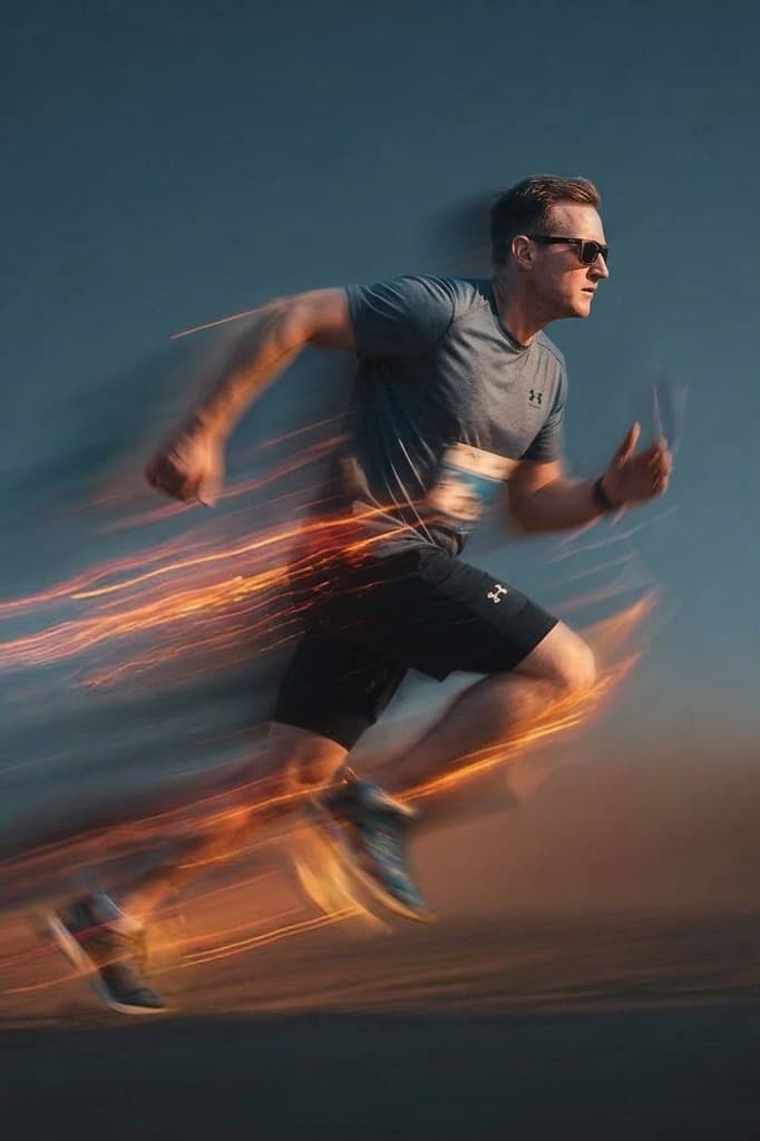 Runner at speed with motion trails